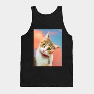 a cat tilting her head in the sky Tank Top